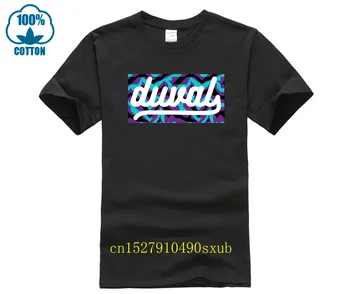Хлопковая модная футболка 2023 года, футболка с логотипом Duval, черно-фиолетовый камуфляж Aqua.
