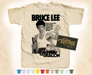 Черный принт: футболка Bruce Lee V2 Way of the Dragon из натурального винтажного хлопка S-5XL