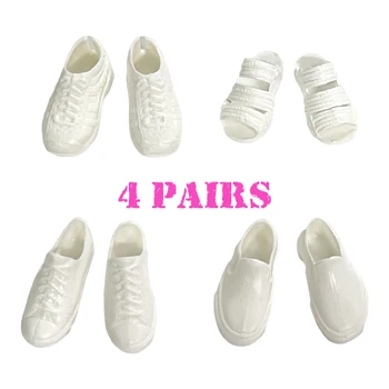 NK Official 4 пары белой модной универсальной мужской обуви своими руками для куклы Кен, туфли на плоской подошве для куклы-бойфренда, аксессуары для куклы 1/6
