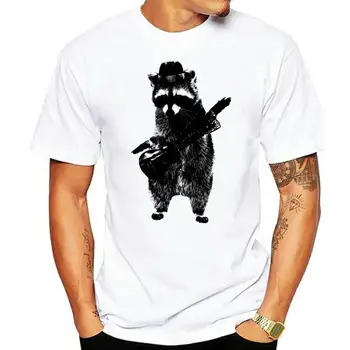 Мужская футболка с укулеле в руках, классическая футболка с принтом енота, футболки-тройники
