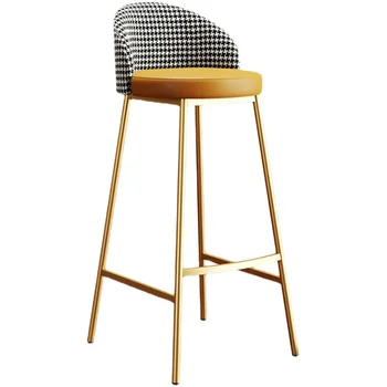 Дизайнер эстетической гостиной, Роскошный Высокий Золотой барный стул, Обеденный Металлический Эргономичный стул, Мягкая мебель для дома Cadeiras XY50BC