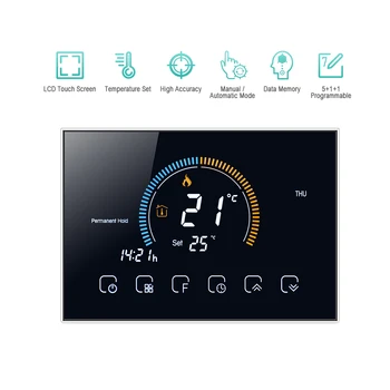 Интеллектуальный термостат Wi-Fi 95-240 В, программируемый термостат, приложение для управления нагревом воды, Терморегулятор, совместимый с Amazon Google