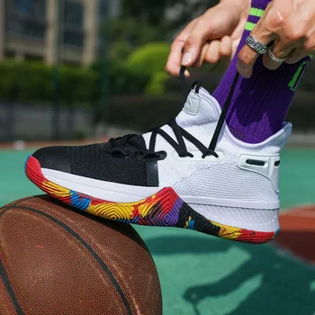 Новая спортивная обувь для мужчин, женская противоскользящая баскетбольная обувь, Дизайнерские мужские кроссовки с высокими щиколотками, уличные баскетбольные ботинки