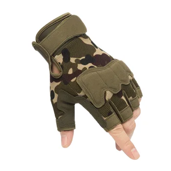 Тактические перчатки на полпальца для занятий спортом на открытом воздухе, фитнесом, велоспортом, нескользящие защитные тренировочные камуфляжные перчатки спецназа