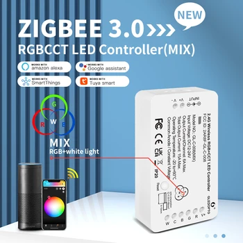 Контроллер светодиодной ленты Smart Home RGB CCT Color White Light Mix Домашнее Голосовое управление приложением Alexa Tuya SmartThings