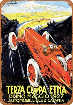 8x12 дюймов 1977 г. Автогонки Etna Cup Катания Сицилия Винтажный Металлический знак