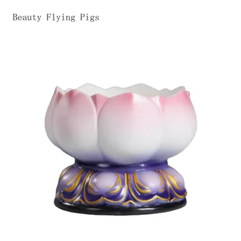 Китайский творческий керамический рельефный подсвечник lotus, домашний подсвечник с маслом для Будды, основание лампы фэн-шуй буддизм