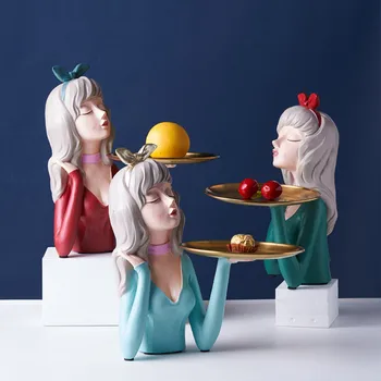 Современная скульптура для девочек журнальный столик для гостиной настольное хранилище закусок украшение для ключей на крыльце аксессуары для украшения дома