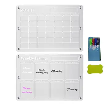Прозрачный магнитный календарь для холодильника, доска для сухого стирания, белая доска для холодильника, планировщик для небольших досок
