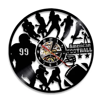 Команда по Американскому футболу Sport Wall Art Decor Настенные Часы Современного Дизайна Виниловые Часы 3D Настенные Часы Подарок Для Футбольных Фанатов