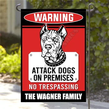 Персонализированное предупреждение О нападении собак на территорию Садовый флаг Кане Корсо, напечатанный на 3D-принтере Украшение дома флагом Двусторонняя печать