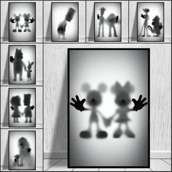 Черно-белый плакат с изображением персонажа мультфильма Диснея, нарисованный на плакате с художественной печатью Микки Мауса, Идея подарка для мальчика и девочки, украшение дома