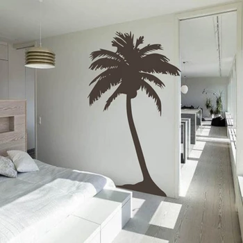 Виниловая наклейка с большой пальмой на стену в гостиной, Тропические наклейки на стены, Декоративные наклейки с высокой Пальмой для дома, Настенная роспись в спальне