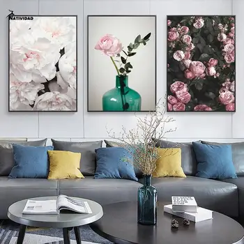 Плакаты на стену в скандинавском стиле Ретро Скандинавская мода Розы Цветы Картины на холсте Современная живопись для домашнего декора комнаты