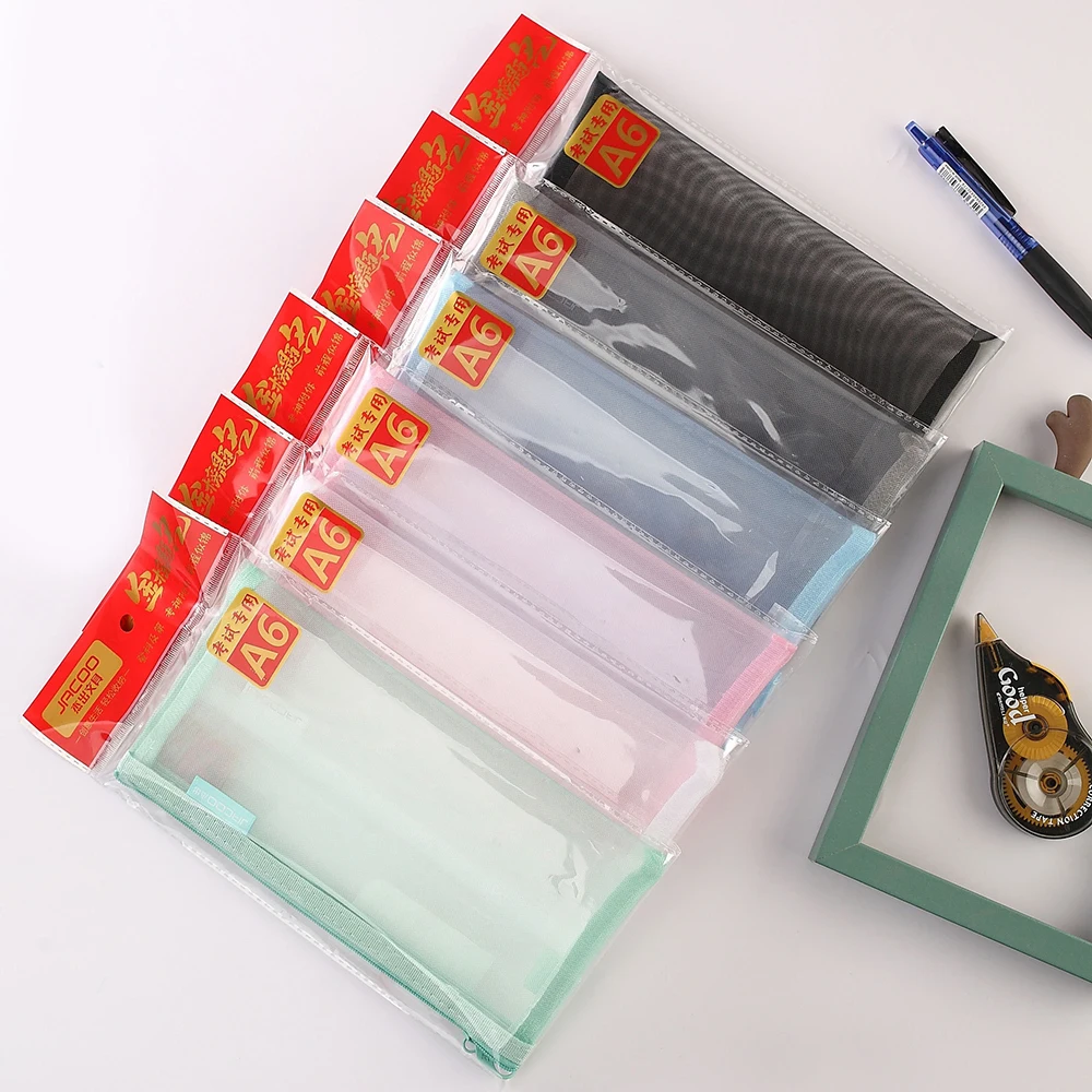 Вместительная сетчатая сумка для карандашей, прозрачный пенал для карандашей на молнии, переносные канцелярские принадлежности для учебы, Офисные школьные принадлежности