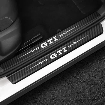 Протектор порога автомобиля Приветственные накладки на педали для логотипа VW GTI 2023 Наклейки на порог багажника из углеродного волокна с защитой от царапин