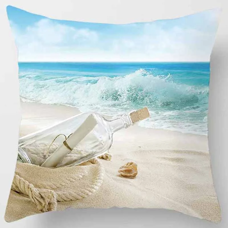40x40 см наволочка с принтом пляжного пейзажа из полиэстера, домашний декор, чехол для автомобильного дивана