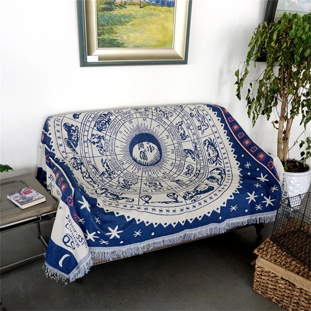 Одеяло с солнечной и лунной нитью, Гобеленовый чехол для дивана, теплое одеяло для пикника и кемпинга на зиму