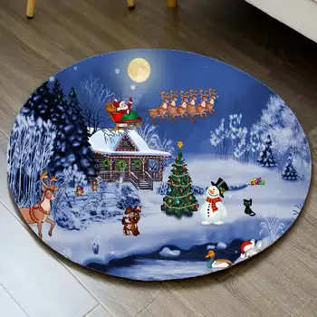 Рождественский Круглый ковер с Веселым Снеговиком Для дома, гостиной, спальни, детского украшения пола 