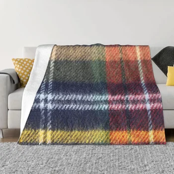 Художественное одеяло в клетку, фланелевое с геометрическим рисунком, уютное мягкое флисовое покрывало на кровать