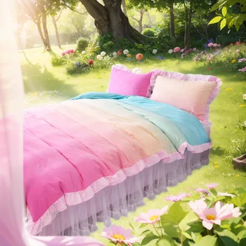Цельнокроеный милый пододеяльник ярких цветов - Постельное белье в стиле милой принцессы для одеяла размера 