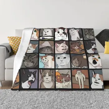 Одеяло с фланелевым украшением Meme Cats 2.0 Портативное домашнее покрывало