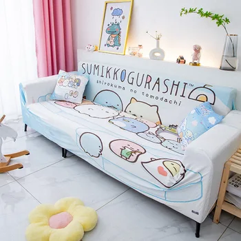 Японский мультяшный милый эластичный нескользящий чехол для дивана с защитой от грязной пыли, свежая детская комната, четыре сезона В наличии, диванная подушка