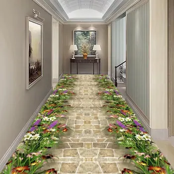 Дорожка с цветочным газоном Длинный коридор Ковры для коридора 3D коврик для гостиной Домашний декор Коврик для прохода Дорожка для кухни Коврик для пола в спальне