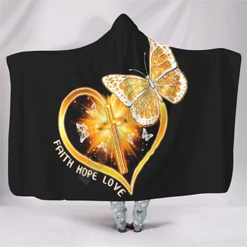 Одеяло с капюшоном с 3D принтом Faith Hope Love Уютное мягкое одеяло для взрослых женщин и мужчин, носимые одеяла с капюшоном, Прямая доставка