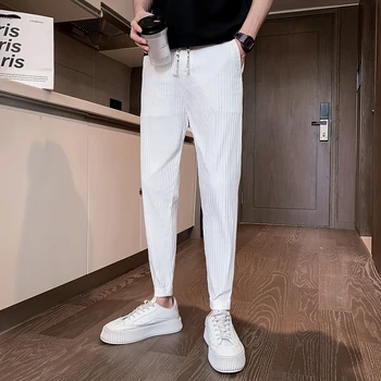 2023 Модные Новые уличные брюки Slim Fit Мягкая одежда Мужские деловые однотонные весенне-летние мужские повседневные брюки L62