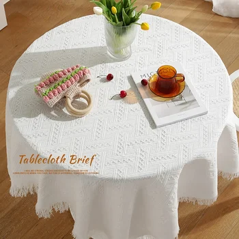Французская скатерть из хлопка и льна в стиле INS маленький круглый стол белая японская скатерть для чая в общежитии