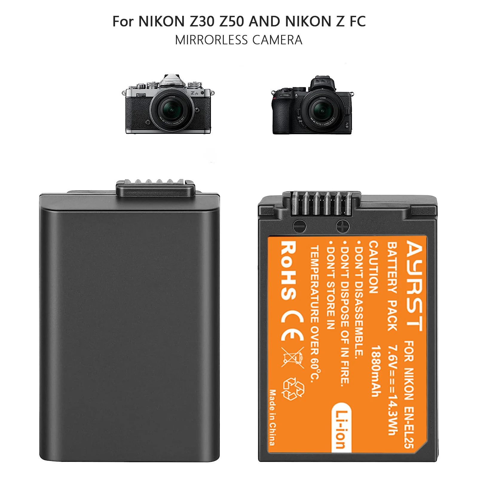 1880 мАч EN-EL25 EN EL25 Сменный Аккумулятор Для камеры Nikon Z30 Z50 ZFC 4241 EN-EL25 Battery