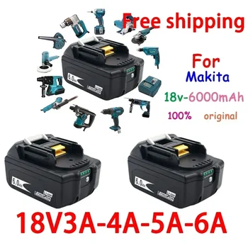 100% Оригинальный Для Makita Аккумулятор для Электроинструментов 18V 6000mAh со светодиодной Литий-ионной Заменой LXT BL1860B BL1860 BL1850